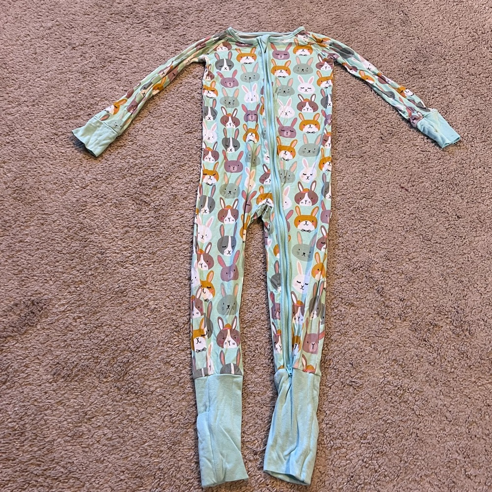 Little Sleepies Blue Boho Bunnies Footie 3T